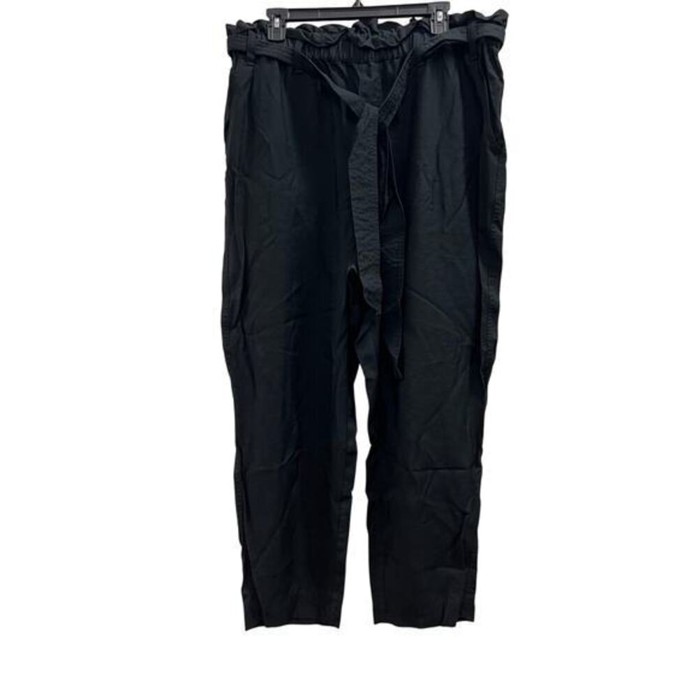 A New Day Black loose fit paperbag pedal pusher lightweight pants sz XXL